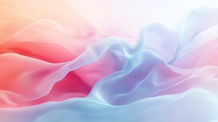 Obraz premium Delicate, flowing silk fabric drapes in pastel colors; soft, blurred background