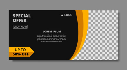 social media banner template black and yellow combination with image space