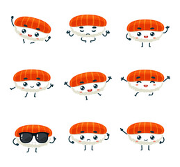 Set Sushi Icons Cute
