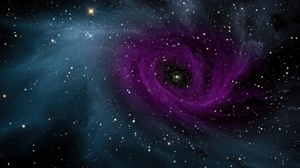 Obraz premium Artistic depiction of a cosmic black hole surrounded by stars and colorful nebulae in deep space