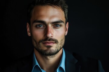 Fototapeta premium Black Background Men. Confident Lifestyle of Professional Entrepreneur