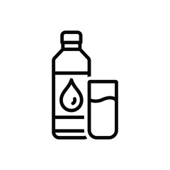 Black line icon for water