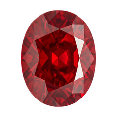 Close-up Shot of a Round Cut Ruby Gemstone Isolated on Transparent Background