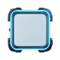 Futuristic Tech Interface Glowing Blue Square Digital Frame