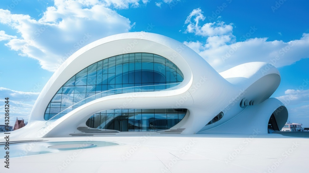 Poster white minimalist architecture with futuristic design