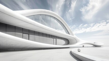Fototapeta premium White minimalist architecture with futuristic design