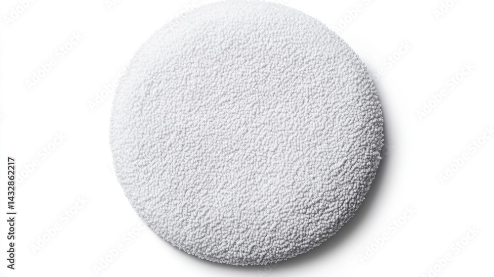 Poster minimalist white textured round object on white background in studio lighting creating soft shadows 