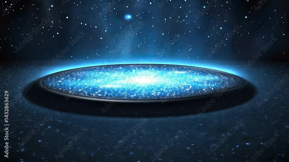 Poster Cosmic circular platform in deep space.