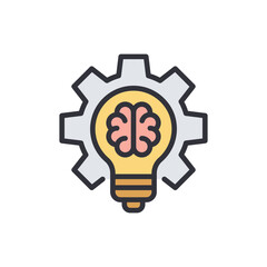 Concentration brain colored icons, minimalist vector illustration ,simple transparent graphic element .Isolated on white background