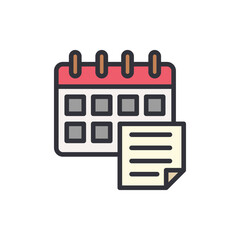 Schedule work colored icons, minimalist vector illustration ,simple transparent graphic element .Isolated on white background