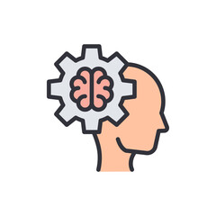 Concentration brain colored icons, minimalist vector illustration ,simple transparent graphic element .Isolated on white background