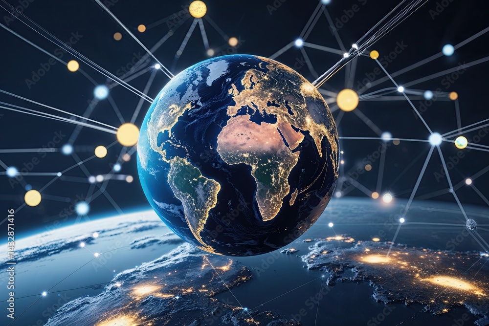 Aufkleber global connectivity framework in cyberspace abstract sphere