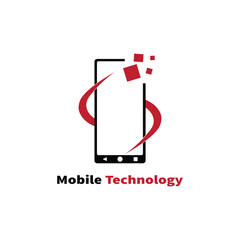 Modern Mobile Technology Logo Vector Smartphone and Digital Wave Icon Design