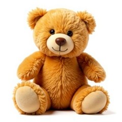 Fluffy brown teddy bear isolated on a clean white background, brown, cute