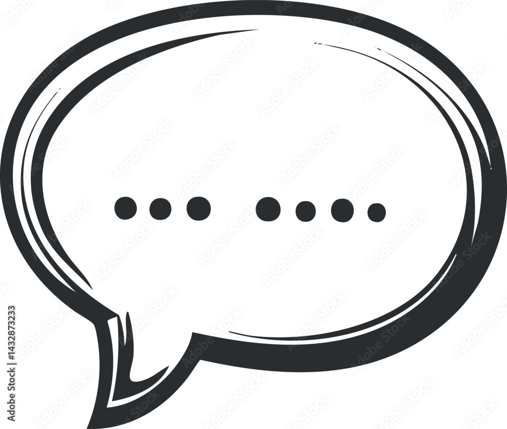Poster black and white speech bubble icon with an ellipsis representing ongoing conversation or thought