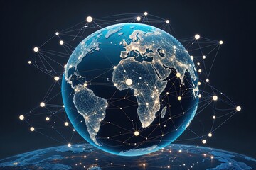Fototapeta premium Globalization and Economic Networks Illustrated by Innovative Globe Design with Interconnected Lines and Nodes