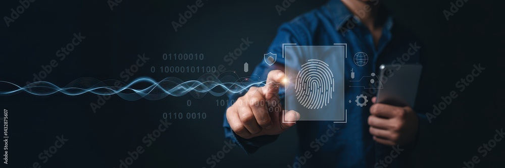 Poster interactive digital fingerprint interface concept.