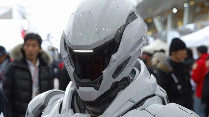 A soldier in an exoskeleton suit testing next-generation body armor, futuristic military concept