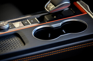 Cup holders inside modern car interior