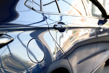 Modern door handle new car. Smart retractable door handles