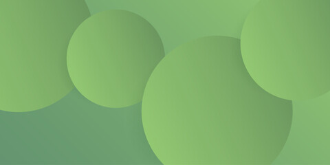 Abstract Geometric Green Colored Background - Overlapping Lit Large Circles Pattern with 3D Effect - Wide Scale Vector Illustration, Multi Purpose Template