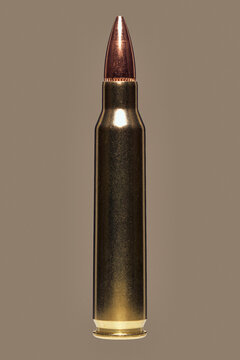 Close up studio shot .223 rifle bullet cartridge
