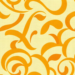 Warm Welsh-inspired fabric design in amber tones, seamless pattern.