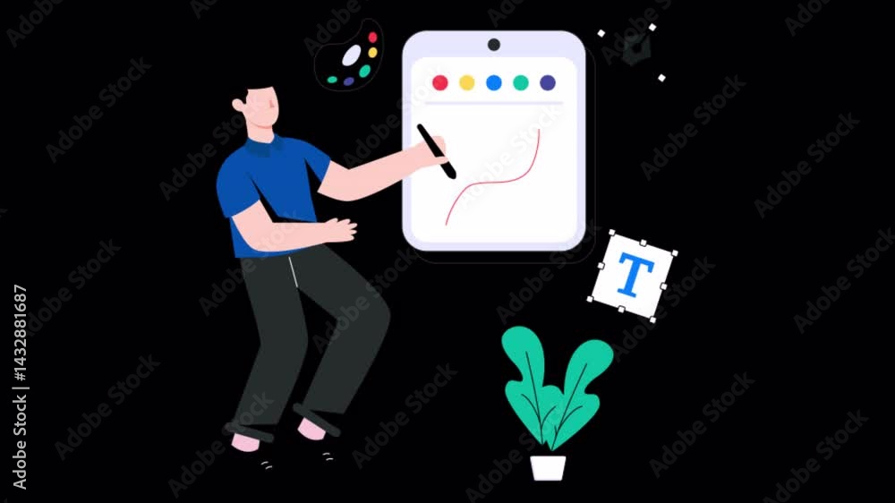 Poster graphic designer motion graphic rendering with transparent alpha channel and 4k resolution
