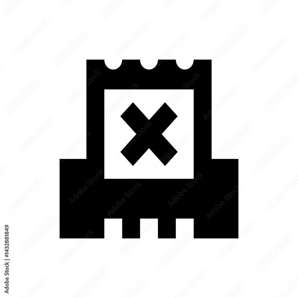 Poster stylized black and white image of a calendar with an x mark on the page and rounded top edges