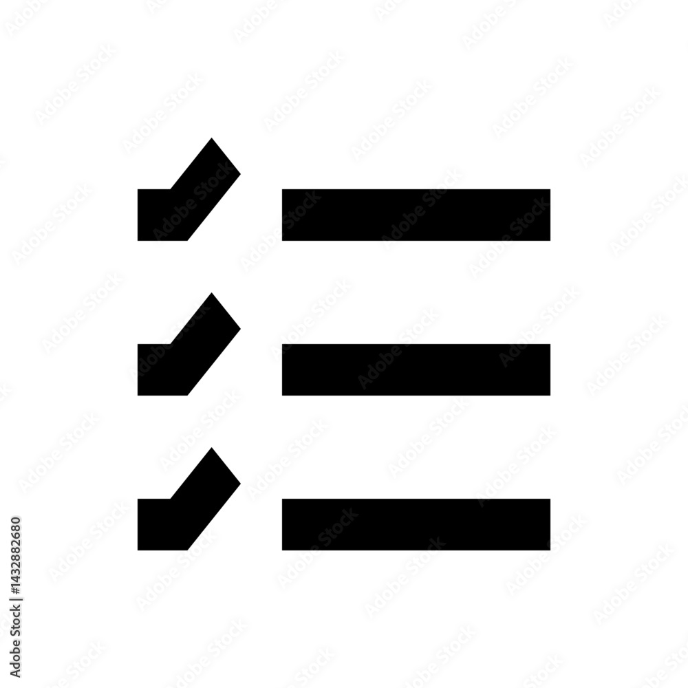 Poster illustration of a checklist with three items marked with checkmarks and horizontal lines showing lis