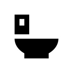 Illustration of a toilet with a tank and bowl in black and white simple design for bathroom fixture icon