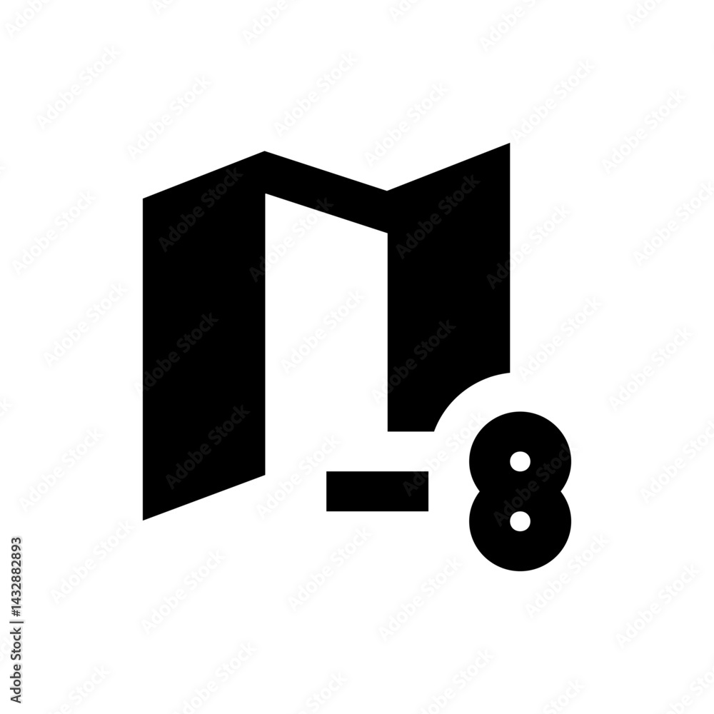 Poster illustration of a black folder icon with a jagged top edge and a stylized number eight on the right 