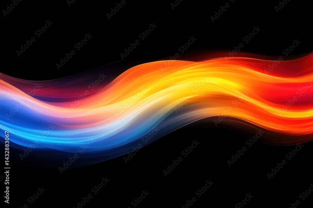 Poster abstract flowing wave of vibrant colors on black background creating dynamic energy and visual impac