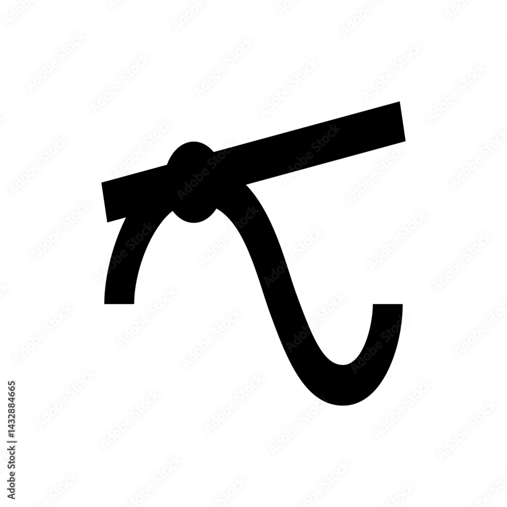 Poster black line drawing of a curved shape with a horizontal line and a circle connecting them on white ba
