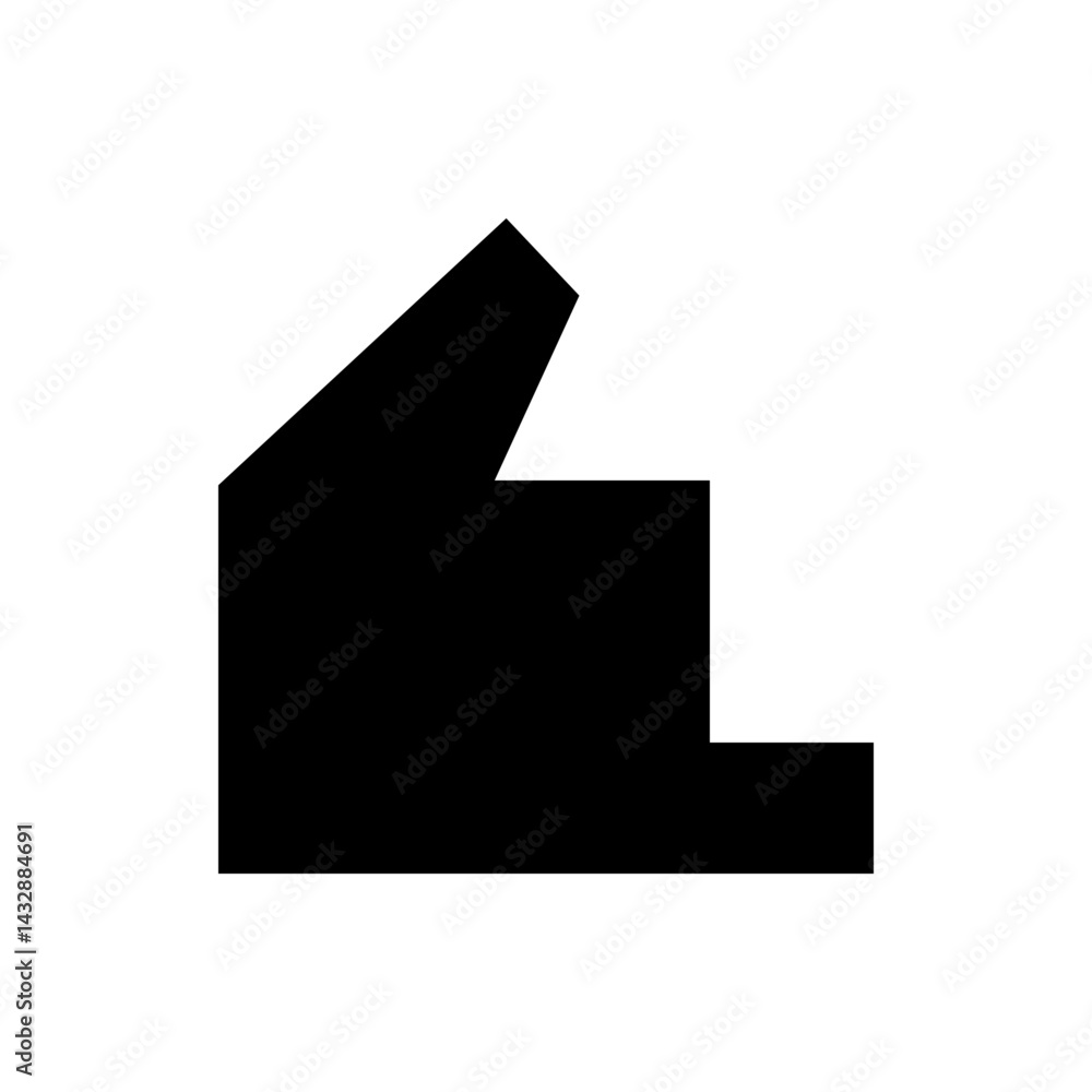 Poster a black abstract shape with geometric edges and a unique outline against a white background design e
