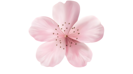 Minimalist light pink flower blossom, symbolizing nature and beauty. Isolated on a transparent background.