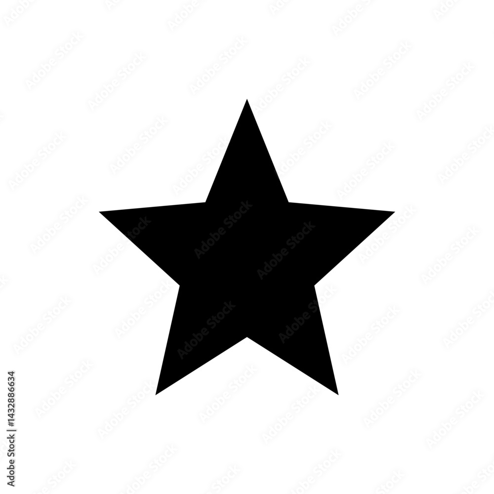 Poster a simple graphic depicting a five pointed star shape filled with black color on a white background p