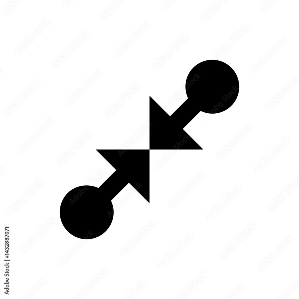 Poster two arrows pointing towards each other with circles at the ends in a symmetrical arrangement