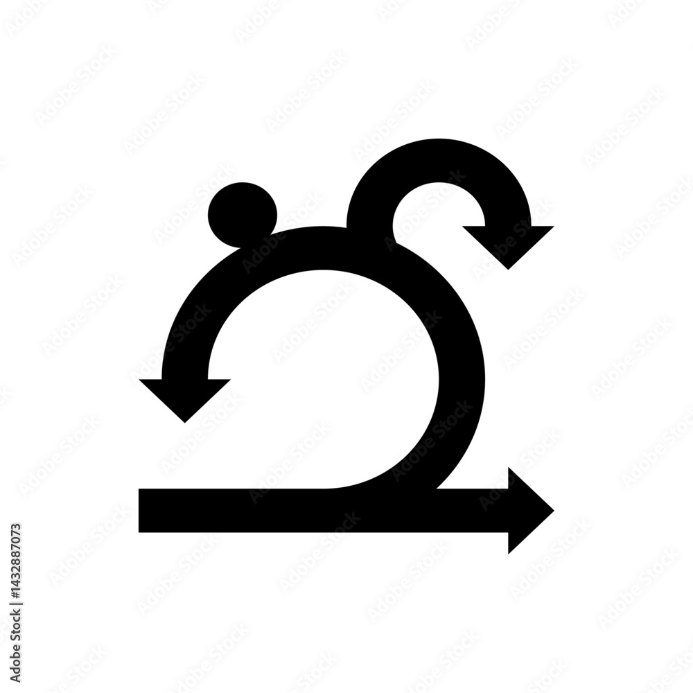 Aufkleber black arrows forming a cyclical process with a horizontal arrow and a small circle at the top left