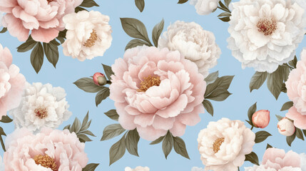 National style peony floral pattern design 