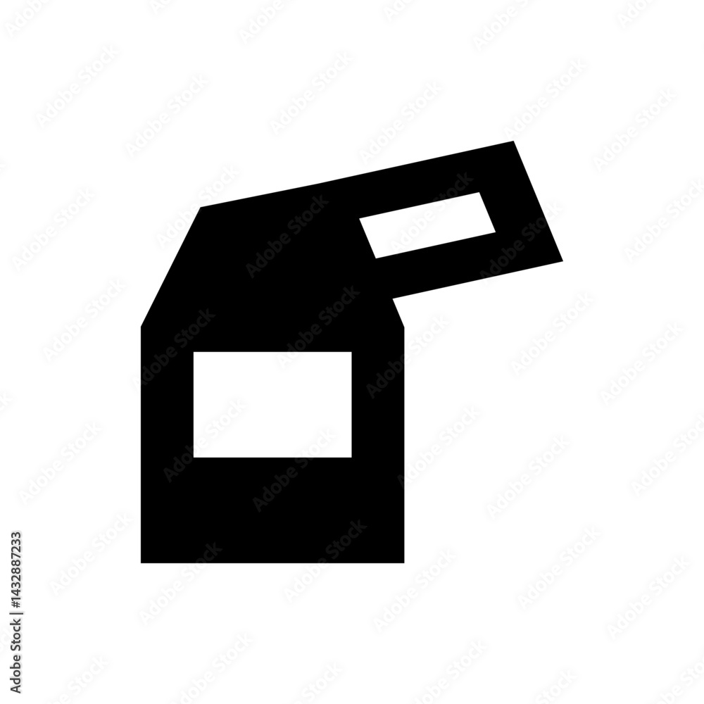 Poster black geometric shape with a rectangular opening and a square opening on a white background image