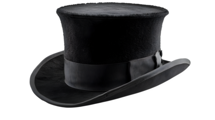 Classic magician's top hat, isolated and detailed on white background