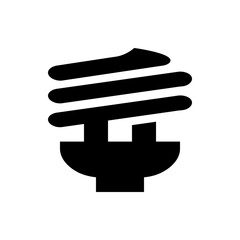 Illustration of a compact fluorescent light bulb with a black base and spiral shaped light fixture design