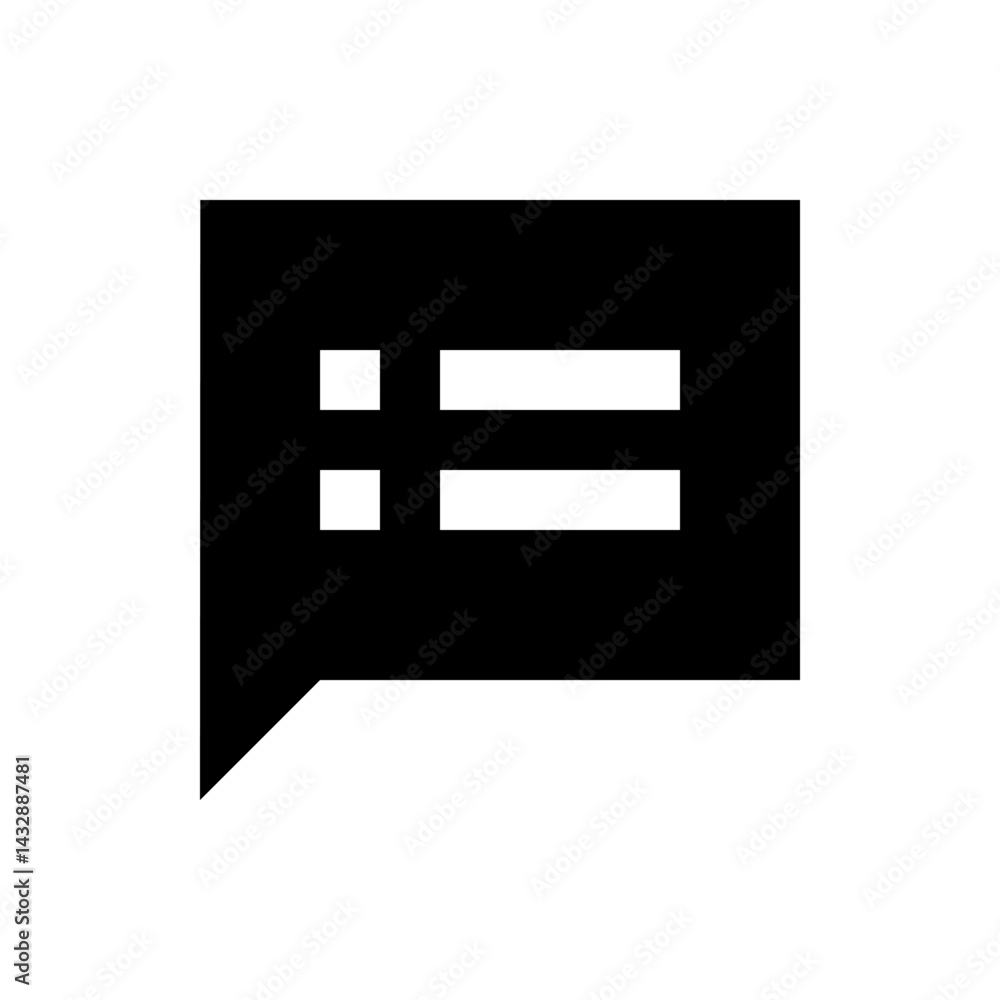 Aufkleber black speech bubble with white rectangular shapes inside creating a minimalist communication icon de