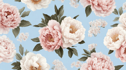 National style peony floral pattern design 