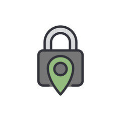 Secret location colored icons, minimalist vector illustration ,simple transparent graphic element .Isolated on white background