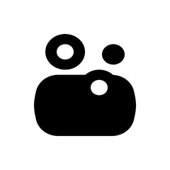 Illustration of a black soap bar with white highlights and two bubbles above it on a white background