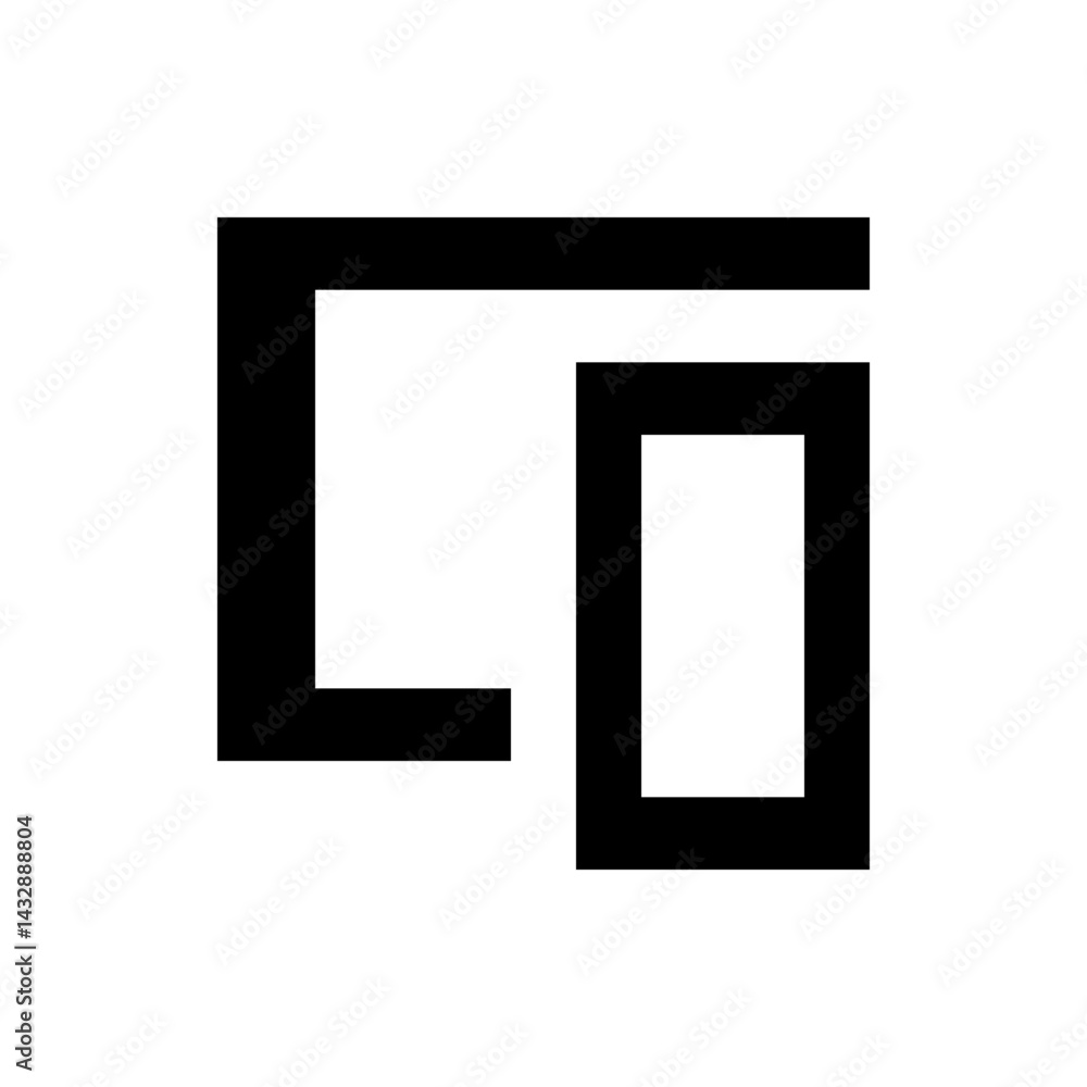 Poster a minimalist black and white design featuring an abstract geometric shape with thick lines and sharp