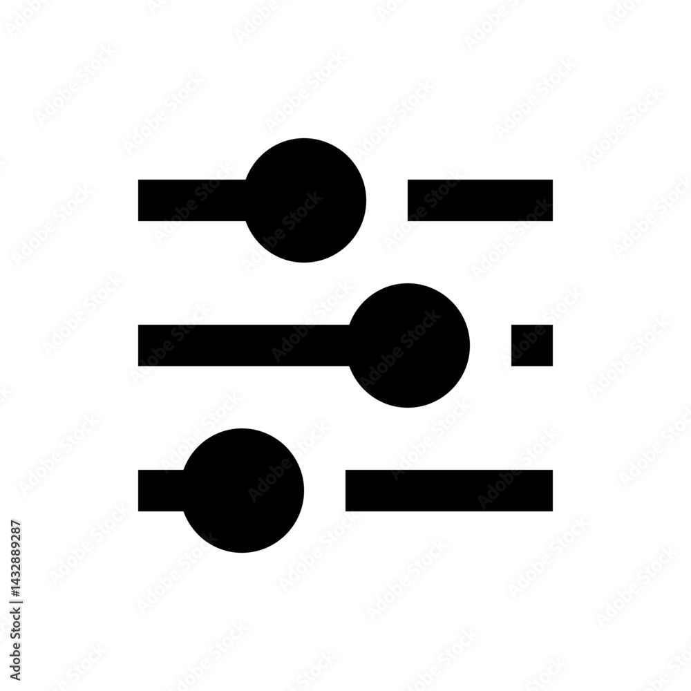Poster three horizontal sliders with circular handles and rectangular indicators in a minimalist design sty