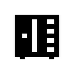 Abstract pixelated design featuring black and white blocks arranged in a geometric configuration image